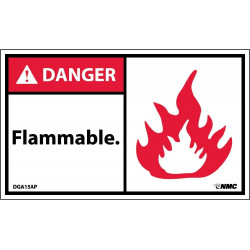 NMC DGA15AP Danger, Flammable Label, PS Vinyl, 3" x 5", 5/Pk