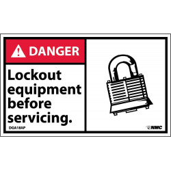 NMC DGA18AP Danger, Lock Out Equipment Before Servicing Label, PS Vinyl, 3" x 5", 5/Pk