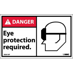 NMC DGA1AP Danger, Eye Protection Required In This Area Label, PS Vinyl, 3" x 5", 5/Pk