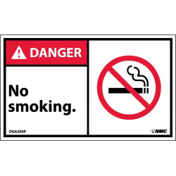 NMC DGA20AP Danger, No Smoking Label, PS Vinyl, 3" x 5", 5/Pk