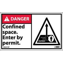 NMC DGA21AP Danger, Confined Space Enter By Permit Label, PS Vinyl, 3" x 5", 5/Pk