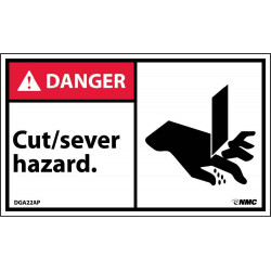 NMC DGA22AP Danger, Cut/Sever Hazard Label, PS Vinyl, 3" x 5", 5/Pk