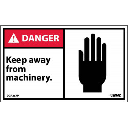 NMC DGA25AP Danger, Keep Away From Machinery Label, PS Vinyl, 3" x 5", 5/Pk