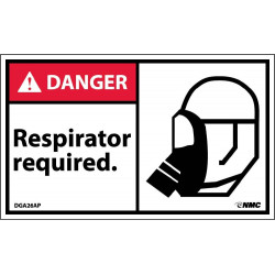 NMC DGA26AP Danger, Respirator Required Label, PS Vinyl, 3" x 5", 5/Pk