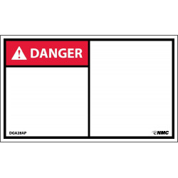 NMC DGA28AP Danger, Blank Label, PS Vinyl, 3" x 5", 5/Pk
