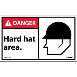 NMC DGA2AP Danger, Hard Hat Area Label, PS Vinyl, 3" x 5", 5/Pk