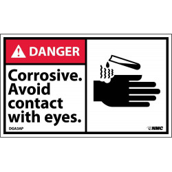 NMC DGA3AP Danger, Corrosive Avoid Contact With Eyes And Skin Label, PS Vinyl, 3" x 5", 5/Pk