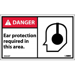 NMC DGA4AP Danger, Ear Protection Required In This Area Label, PS Vinyl, 3" x 5", 5/Pk