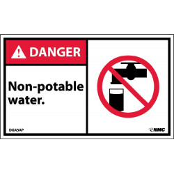 NMC DGA5AP Danger, Non-Potable Water Label, PS Vinyl, 3" x 5", 5/Pk