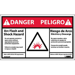 NMC DGA63AP Danger, Arc Flash And Shock Hazard Label, PS Vinyl, 3" x 5", 5/Pk