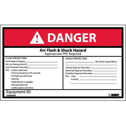 NMC DGA64AP Danger, Arc Flash And Shock Hazard Label, PS Vinyl, 3" x 5", 5/Pk