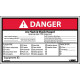 NMC DGA65AP Danger, Arc Flash And Shock Hazard Label, PS Vinyl, 3" x 5", 5/Pk