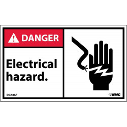 NMC DGA8AP Danger, Electrical Hazard Label, PS Vinyl, 3" x 5", 5/Pk