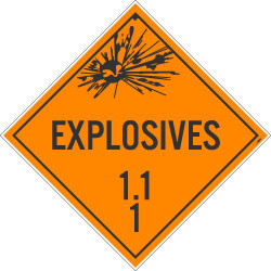 NMC DL130 Placard Sign, Explosives 1.1 1, 10.75" x 10.75"