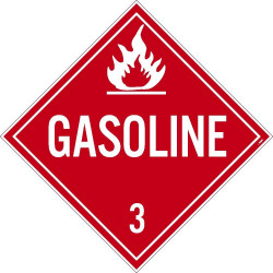 NMC DL134 Placard Sign, Gasoline 3, 10.75" x 10.75"