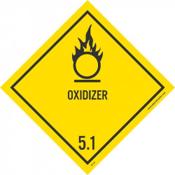 NMC DL14AL Dot Shipping Labels, Oxidizer 5.1, 4" x 4", PS Paper, 500/Roll