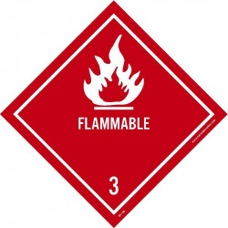 NMC DL158ALV Dot Shipping Label, Flammable 3, 4" x 4", PS Vinyl, 500/Roll