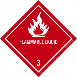 NMC DL161ALV Dot Shipping Label, Flammable Liquid 3, 4" x 4", PS Vinyl, 500/Roll