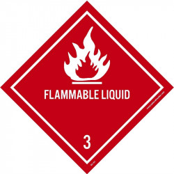 NMC DL161AP Dot Shipping Labels, Flammable Liquid 3, 4" x 4", Adhesive Backed Vinyl, 25/Pk
