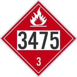 NMC DL170B Placard Sign, Ethanol Gasoline, 3475, 10.75" x 10.75"
