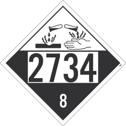 NMC DL176 Placard Sign, Corrosive 2734 8, 10.75" x 10.75"