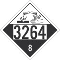 NMC DL181 Placard Sign, Corrosive 3264 8, 10.75" x 10.75"