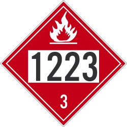 NMC DL182 Placard Sign, Flammable 1223 3, 10.75" x 10.75"