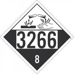 NMC DL185 Placard Sign, Corrosive 3266 8, 10.75" x 10.75"