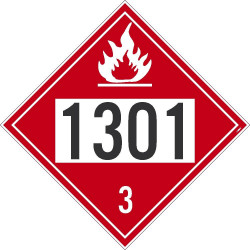 NMC DL186 Placard Sign, Flammable 1301 3, 10.75" x 10.75"