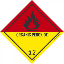NMC DL18AP Dot Shipping Label, Organic Peroxide 5.2, 4" x 4", Adhesive Backed Vinyl, 25/Pack