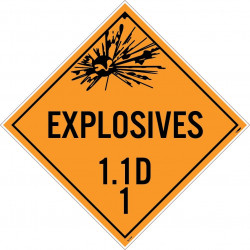 NMC DL194 Placard Sign, Explosive 1.1D 1, 10.75" x 10.75"