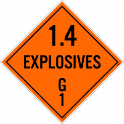 NMC DL203B Placard Sign, 1.4 Explosives G1, 10.75" x 10.75"