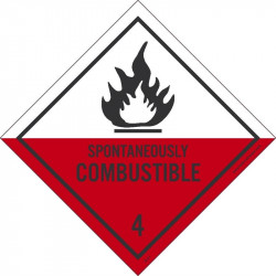 NMC DL21ALV Dot Shipping Label, Spontaneously Combustible 4, 4" x 4", PS Vinyl, 500/Roll