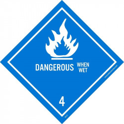 NMC DL22ALV Dot Shipping Label, Dangerous When Wet 4, 4" x 4", PS Vinyl, 500/Roll