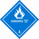 NMC DL22ALV Dot Shipping Labels, Dangerous When Wet, 4" x 4", Adhesive Backed Vinyl, 25/Pk