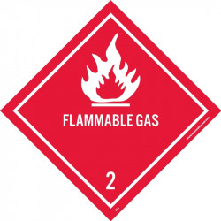 NMC DL2ALV Dot Shipping Label, Flammable Gas 2, 4" x 4", PS Vinyl 500/Roll