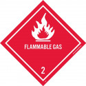 NMC DL2ALV Dot Shipping Label, Flammable Gas 2, 4" x 4", PS Vinyl 500/Roll
