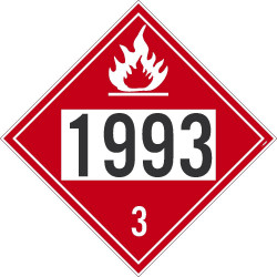 NMC DL40B Placard Sign, Flammable Liquid, Four Digit 1993, 10.75" x 10.75"