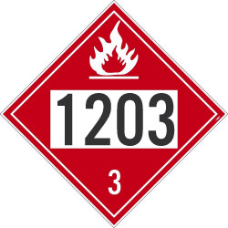 NMC DL41B Placard Sign, Gasoline, Four Digit 1203, 10.75" x 10.75"