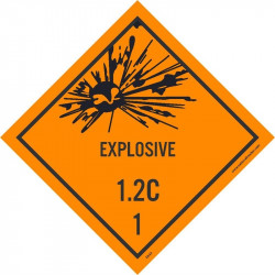 NMC DL43ALV Dot Shipping Label, Explosive 1.2C, 1, 4" x 4", PS Vinyl 500/Roll