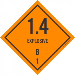 NMC DL44AP Dot Shipping Labels, 1.4 Explosives B, 4" x 4", Adhesive Backed Vinyl, 25/Pk
