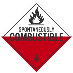 NMC DL48 Placard Sign, Spontaneously Combustible 4, 10.75" x 10.75"