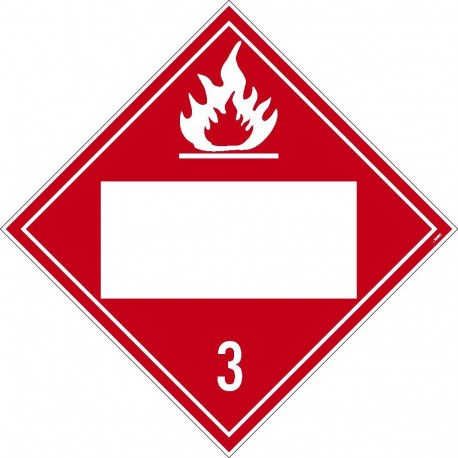 NMC DL4B Placard Sign, Flammable 3, Blank, 10.75" x 10.75"