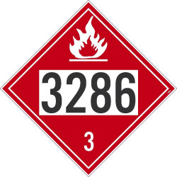 NMC DL651 Placard Sign, Flammable 3286 3, 10.75" x 10.75"