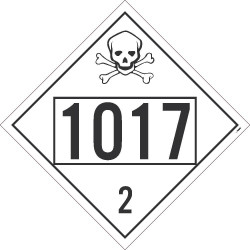 NMC DL72B Placard Sign, Chlorine, Four Digit 1017, 10.75" x 10.75"
