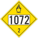 NMC DL70B Placard Sign, Oxygen, Four Digit 1072, 10.75" x 10.75"