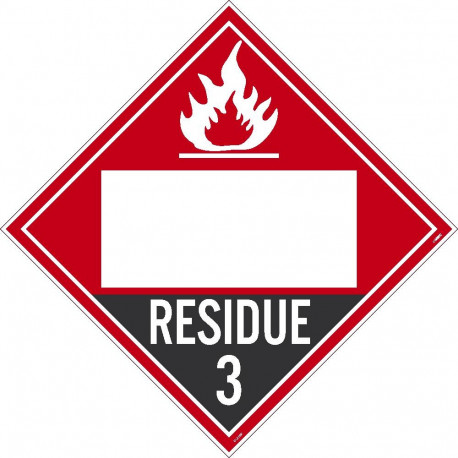 NMC DL81B Placard Sign, Residue 3, Blank, 10.75" x 10.75"