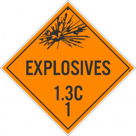 NMC DL92 Placard Sign, Explosives 1.3C 1, 10.75" x 10.75"