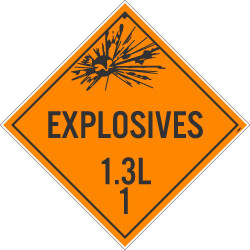 NMC DL93 Placard Sign, Explosives 1.3L 1, 10.75" x 10.75"