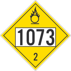 NMC DL97B Placard Sign, Refrigerated Liquid Oxygen, Four Digit 1073 3, 10.75" x 10.75"